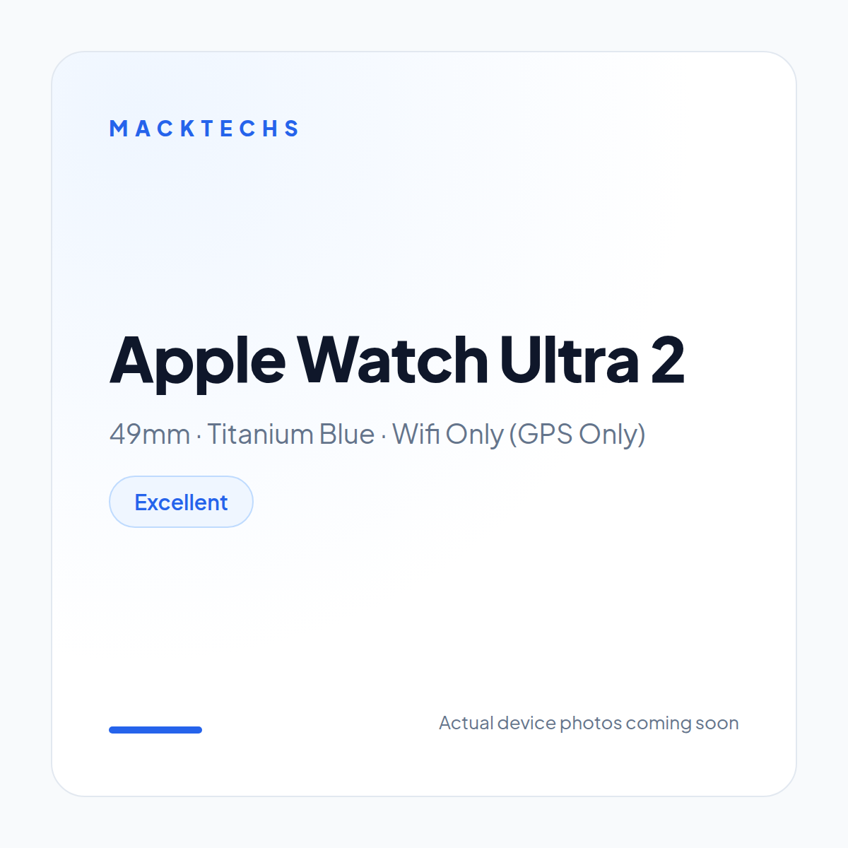 Apple Watch Ultra 2 49mm Titanium Blue Wifi Only (GPS Only) Excellent Pre-Owned