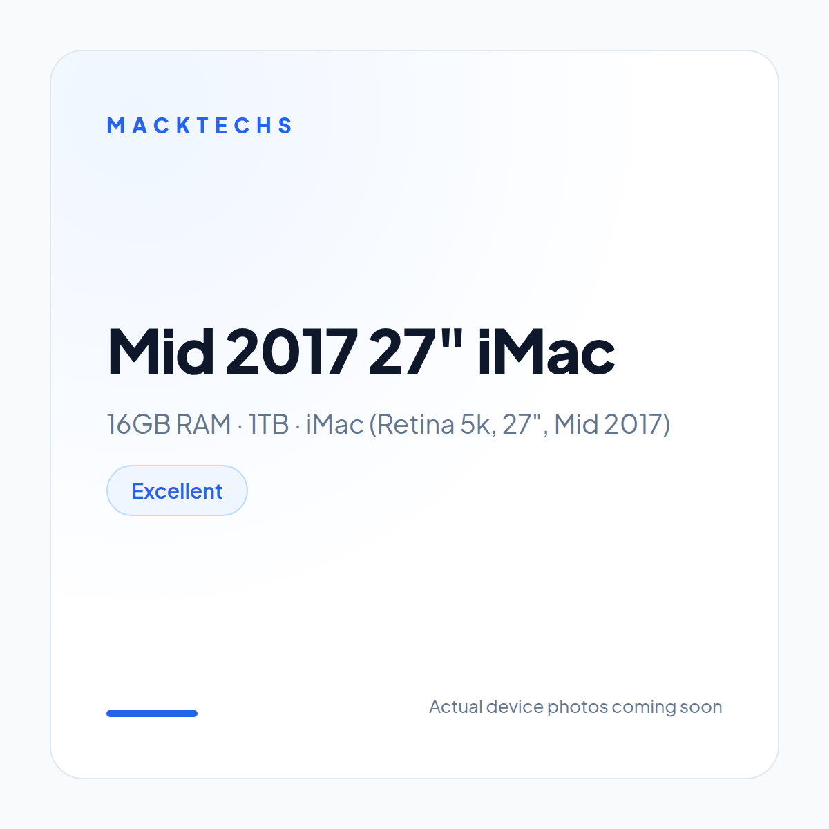 Mid 2017 27" iMac 16GB 1TB iMac (Retina 5k, 27", Mid 2017) Excellent