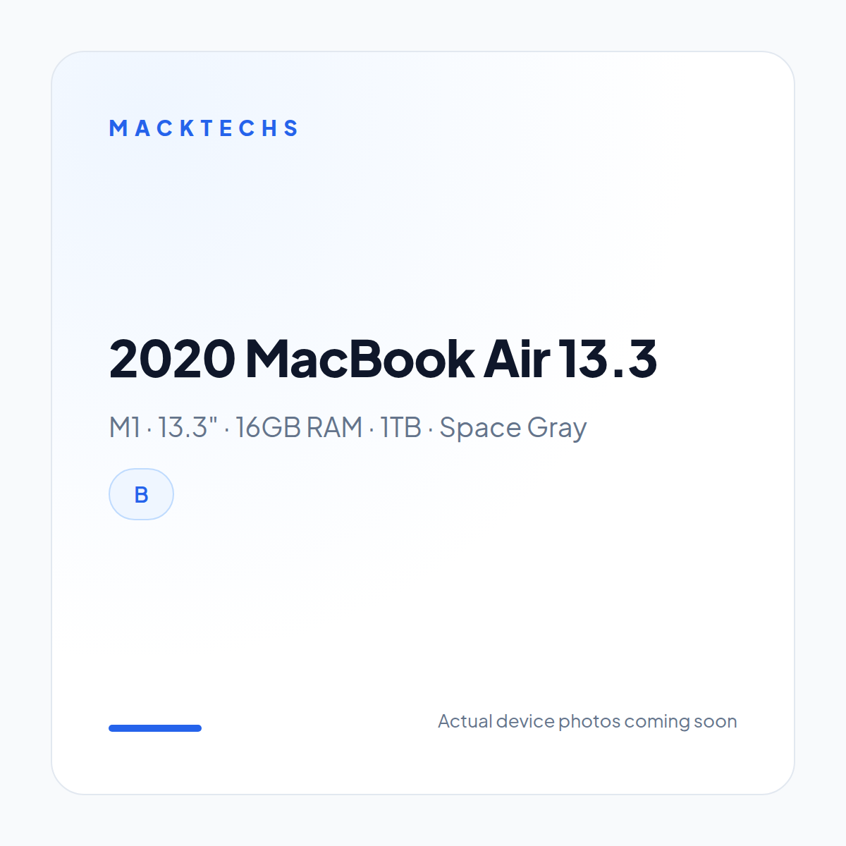 2020 MacBook Air 13.3" M1 16GB 1TB Space Gray B