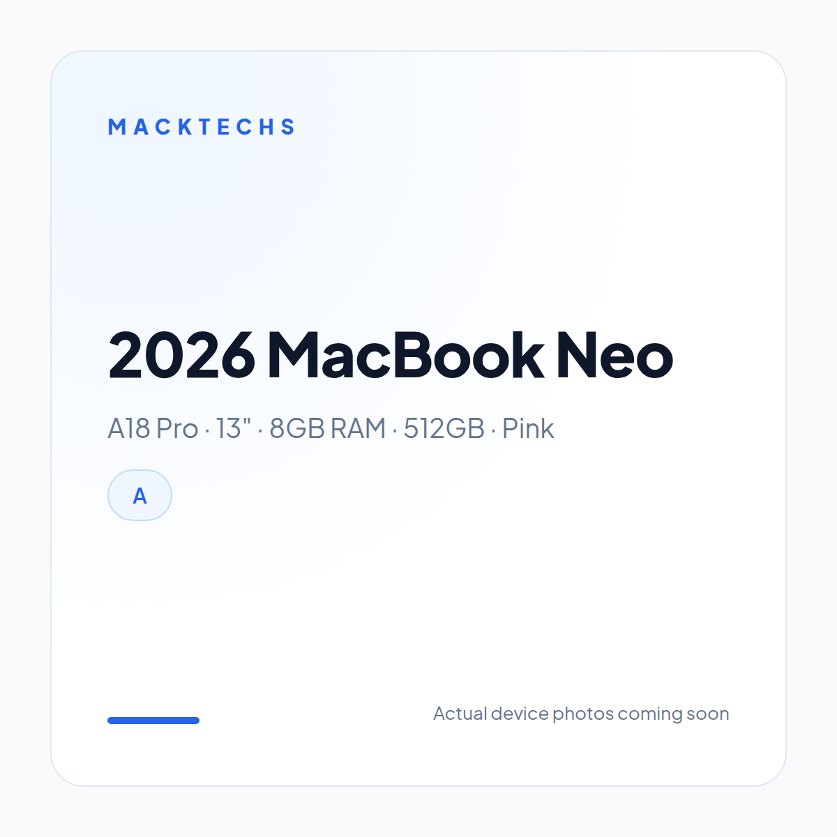 2026 MacBook 13" A18 Pro 8GB 512GB Pink A
