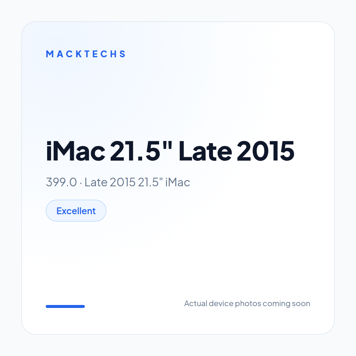 iMac 21.5" Late 2015 399.0 Late 2015 21.5" iMac Excellent
