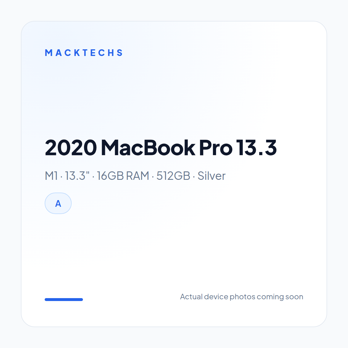2020 MacBook Pro 13.3" M1 16GB 512GB Silver A