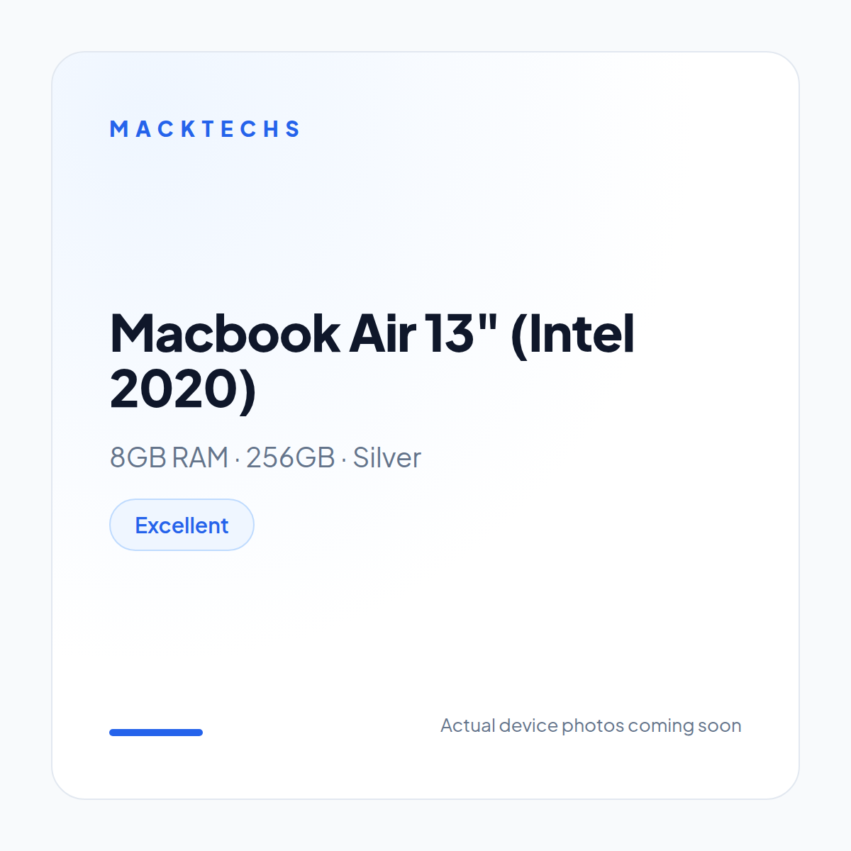 Macbook Air 13" (Intel 2020) 8GB 256GB Silver Excellent